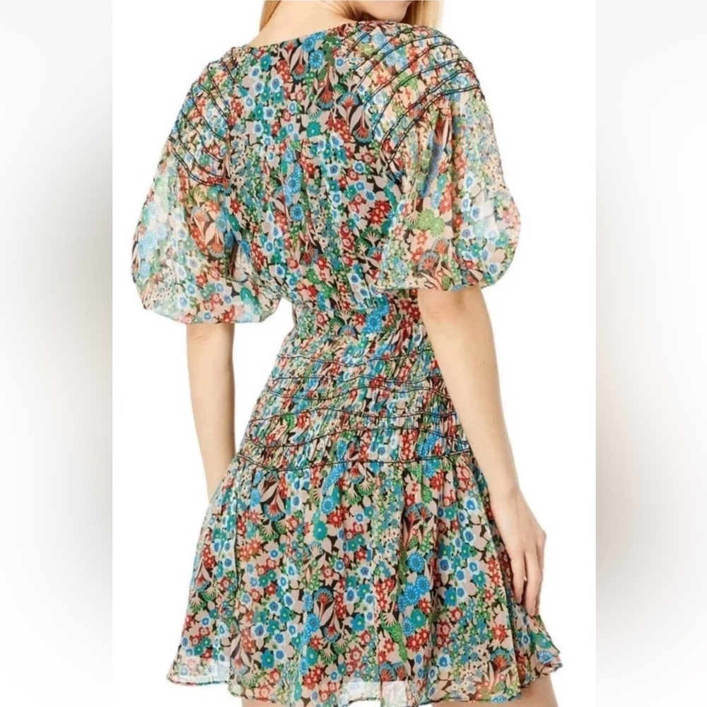 NWT Ted Baker Tiania Smock Panel Wrap Mini Dress Floral Lightweight Sz 4 Rt $295 - Picture 3 of 15